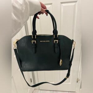 Michael Kors Structured Satchel Bag – Dark Green